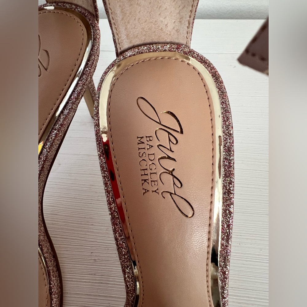 Badgley Mischka Pearl Embellished Heels Sandals - Picture 5 of 6